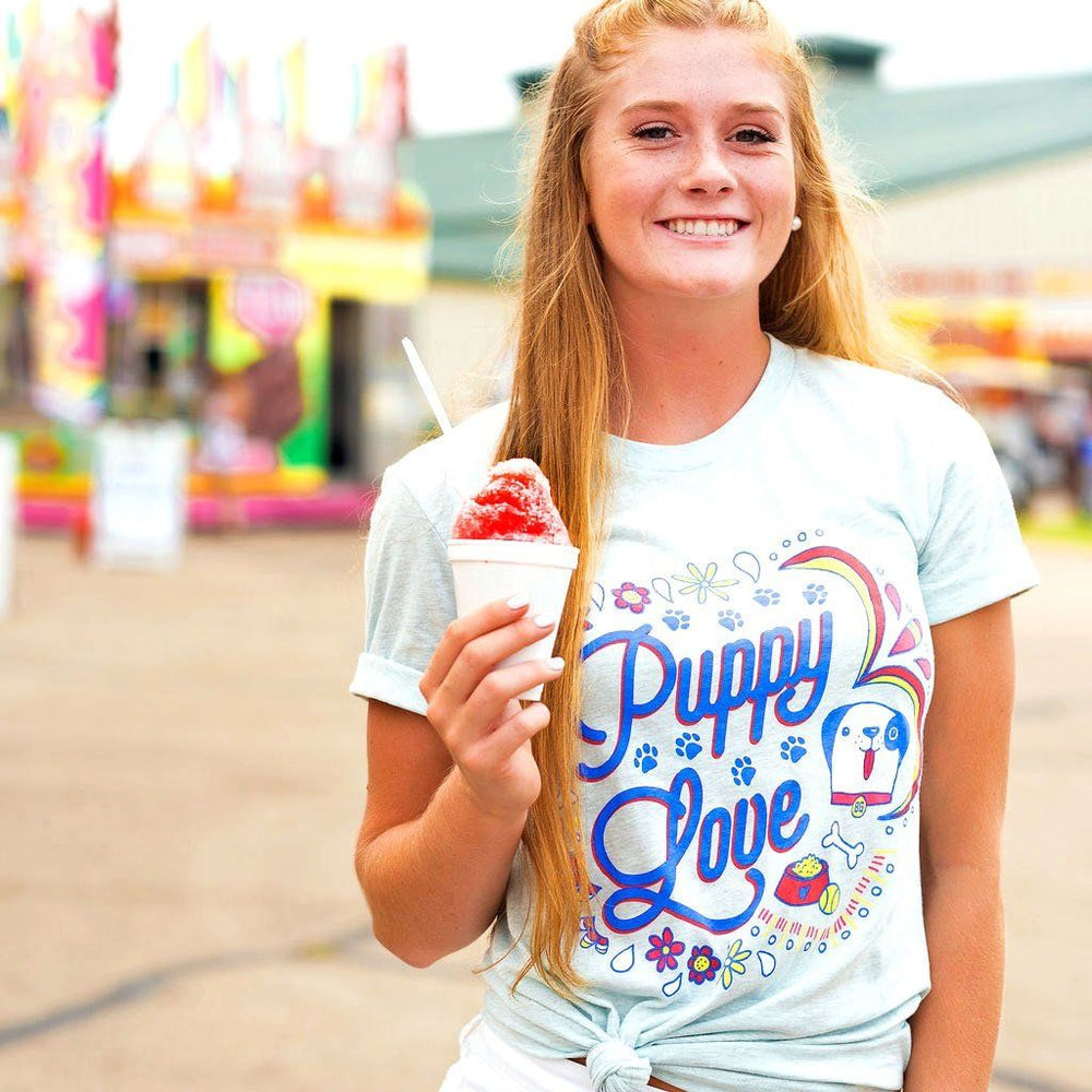 Puppy Love Graphic Tee - BABY BLUE