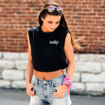 Solid Black Festival Cropped Tank