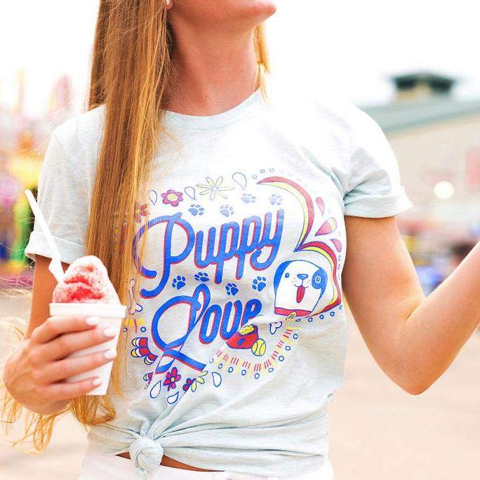 Puppy Love Graphic Tee - BABY BLUE