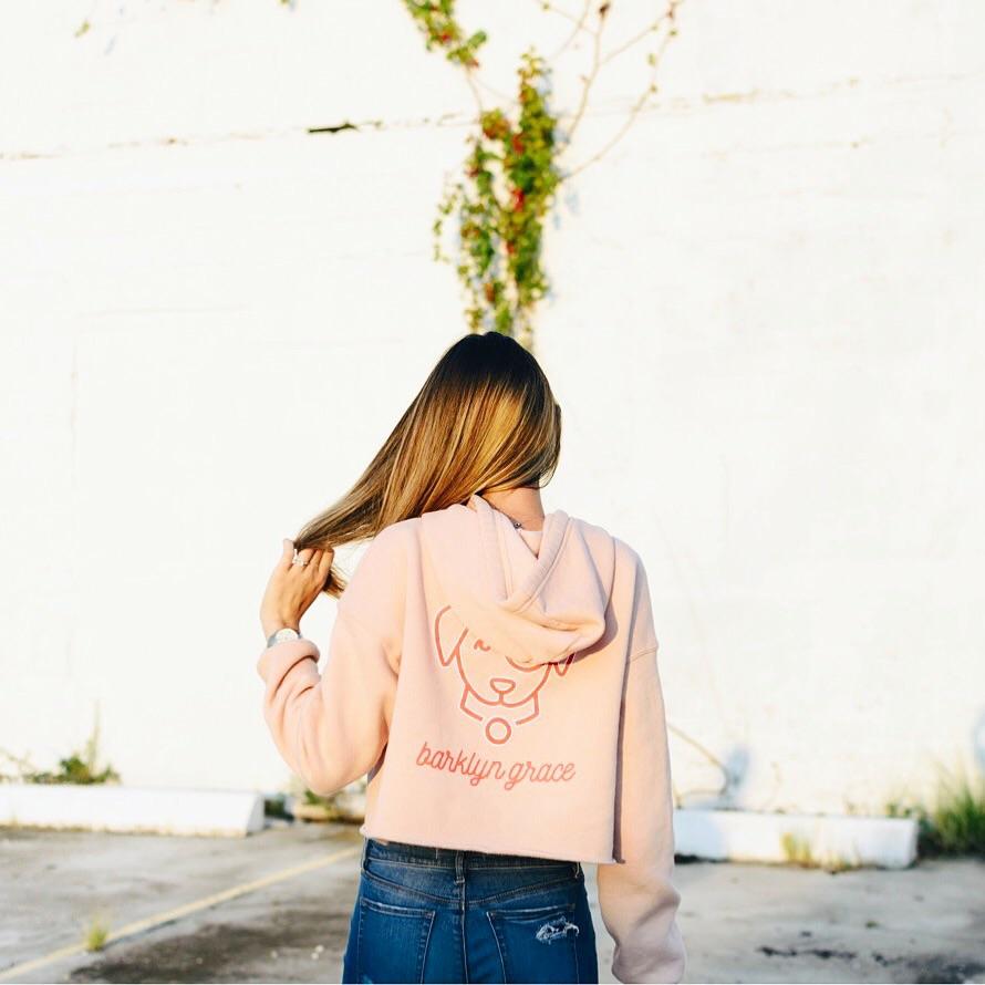 Peach Cropped Fleece Hoodie