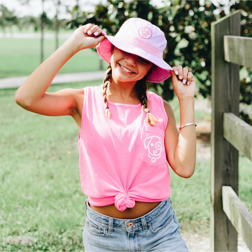 Pink Seersucker Bucket Hat