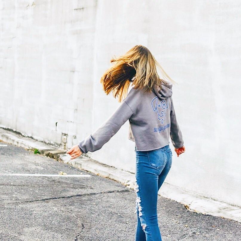 Storm Gray Cropped Fleece Hoodie