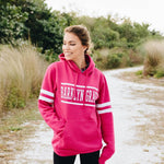 Pink Striped Fleece Varsity Sweatshirt